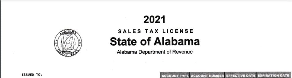 Alabama Sales Tax License