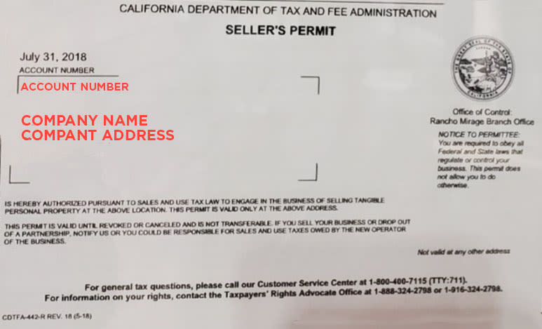 California Sales and Use Permit