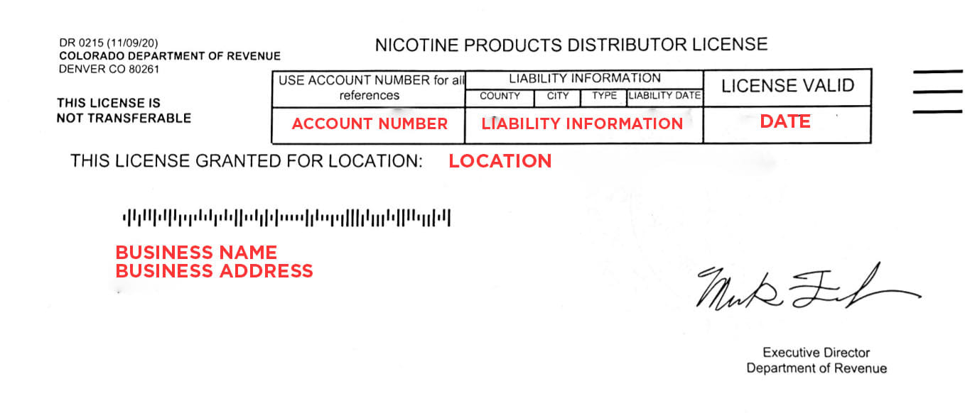 Colorado Nicotine License