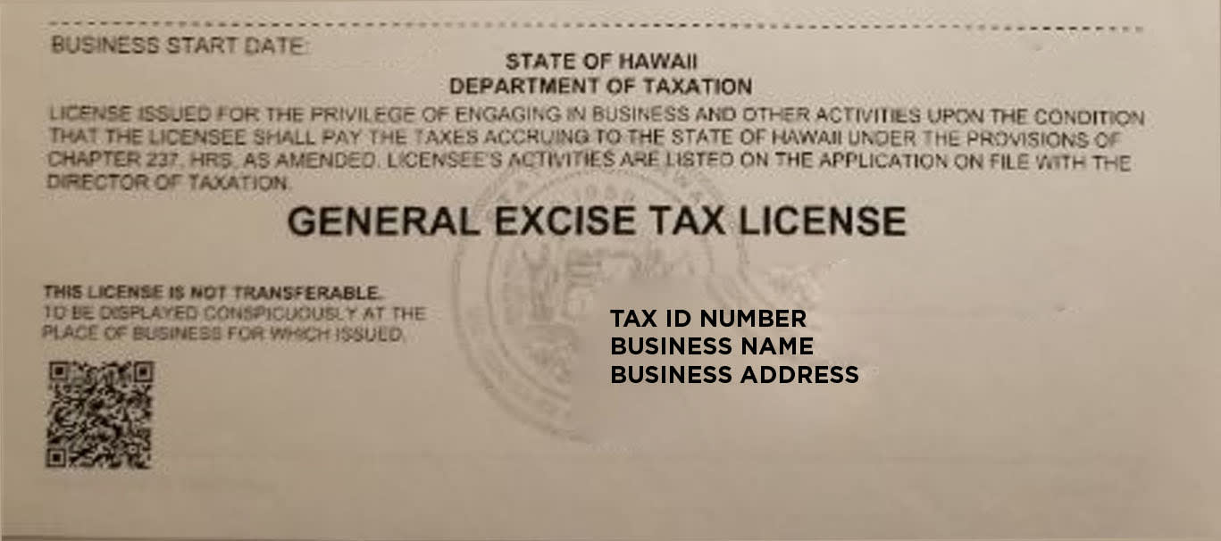Hawaii Tax License