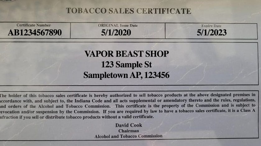 Indiana Tobacco Permit