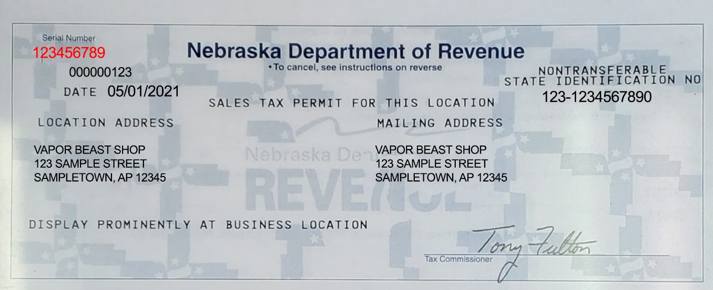 Nebraska Sales Tax Permit