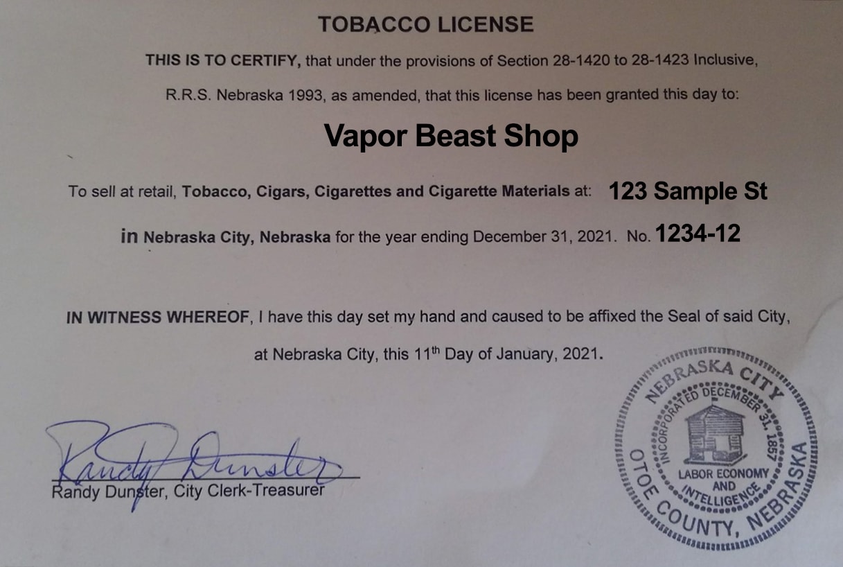 Nebraska Tobacco License