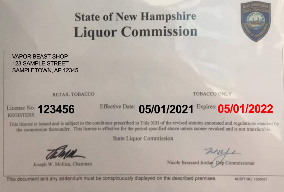 New Hampshire Tobacco Permit
