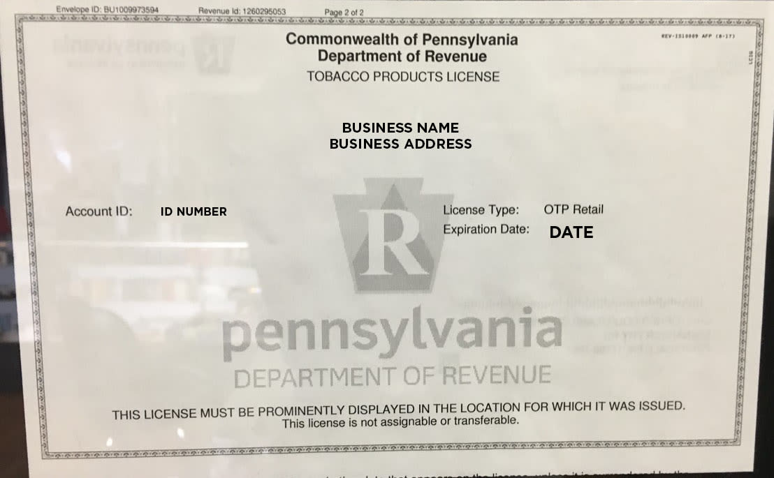 Pennsylvania Tobacco Permit