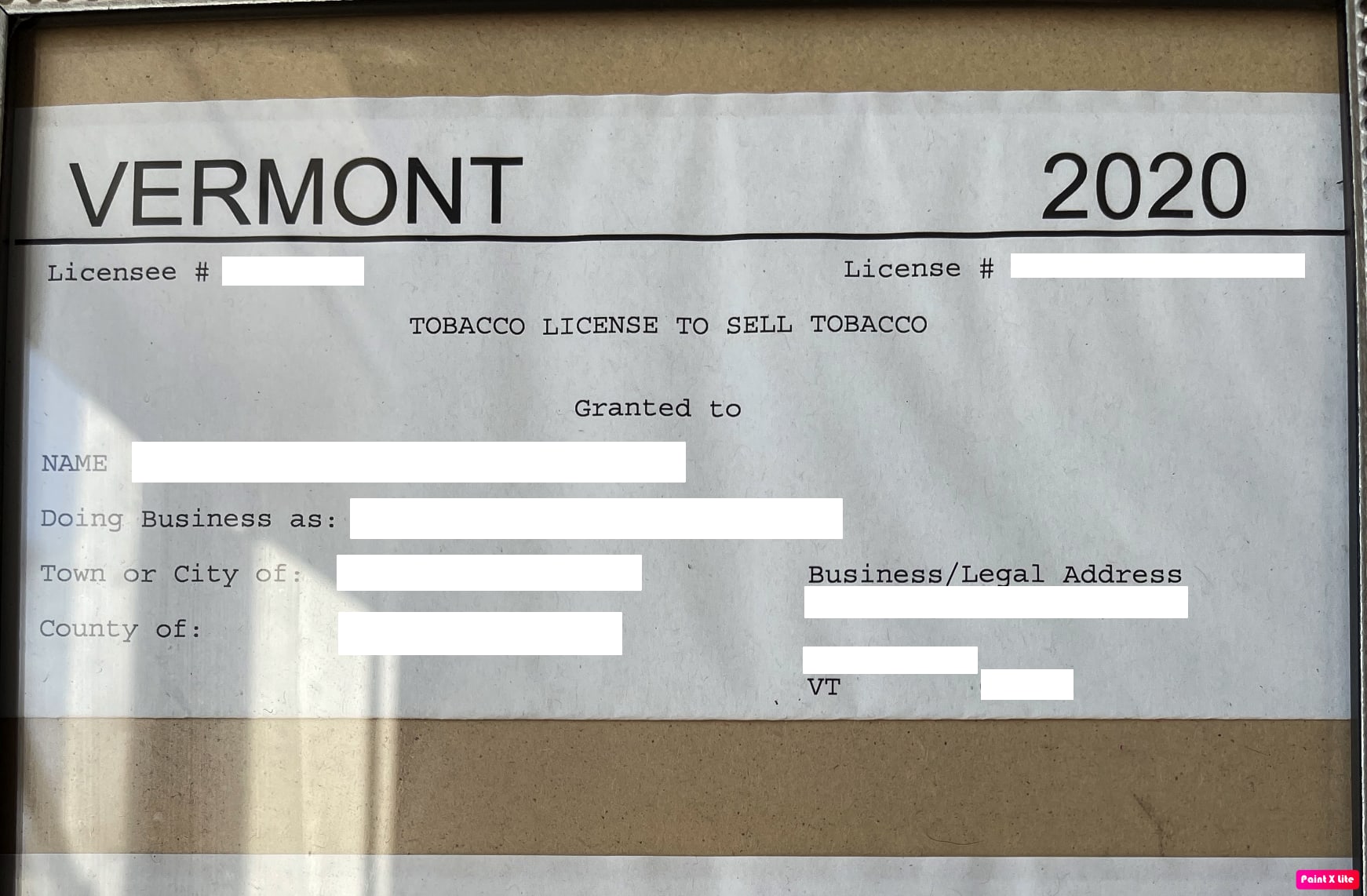 Vermont Tobacco License