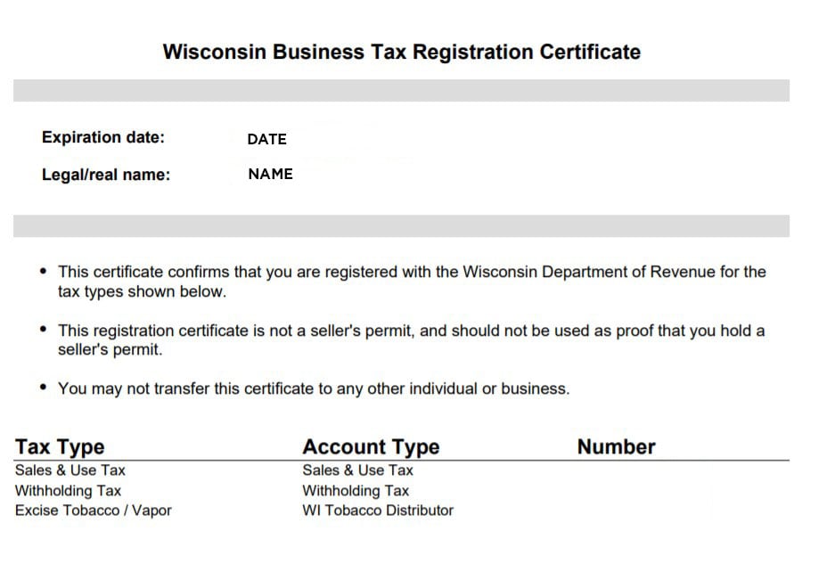 Wisconsin Business Tax Registration